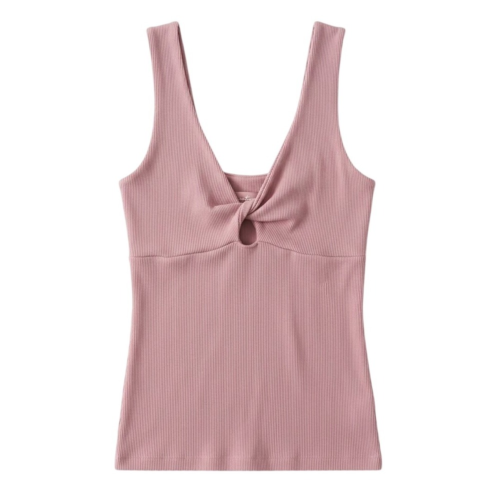 Free People Intimately Tank Top Women M/L Mauve Ribbed Twist Front Keyhole
